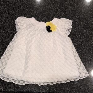 White Lace Baby Dress with Yellow Flower
